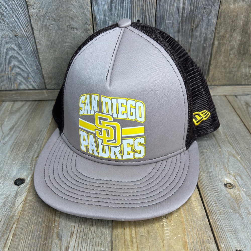 New Era 9FIFTY San Diego Padres Trucker Hat Tan Brown Snapback MLB Cap